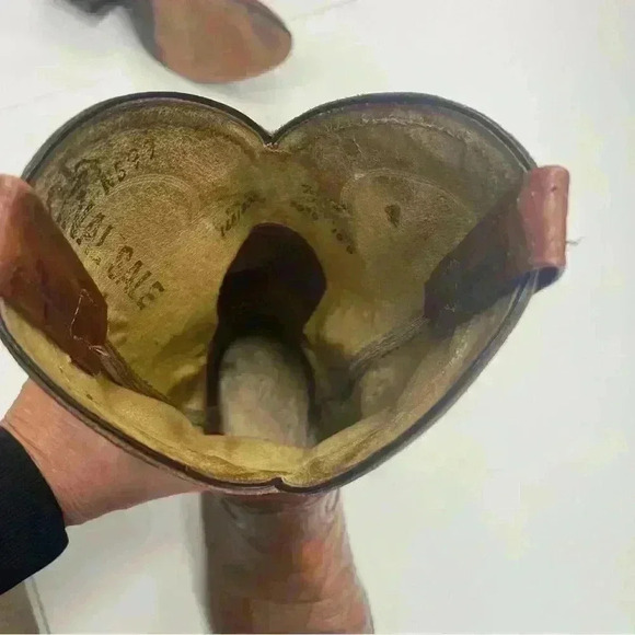 VTG TONY LAMA #5084 Leather Cowboy Western Boots Cognac Marble Brown 10 - B - Picture 9 of 14